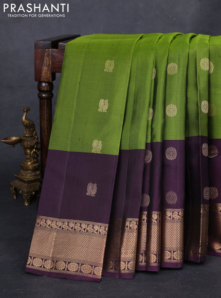 Green & Jamun Pure Soft Silk - Buttas