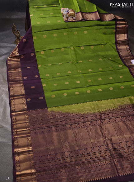 Green & Jamun Pure Soft Silk - Buttas