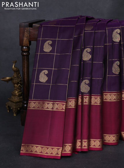 Purple & Magenta Pink Pure Soft Silk - Checks
