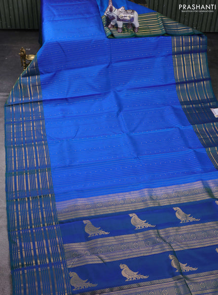 Cs Blue & Peacock Blue Pure Soft Silk Saree