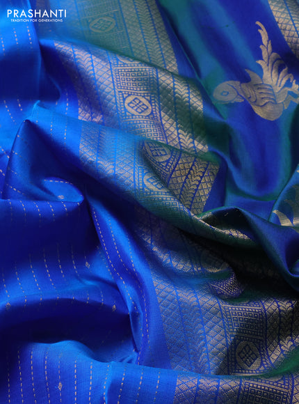 Cs Blue & Peacock Blue Pure Soft Silk Saree