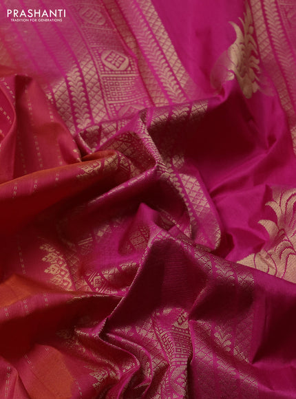 Peach Pink & Pink Pure Soft Silk Saree