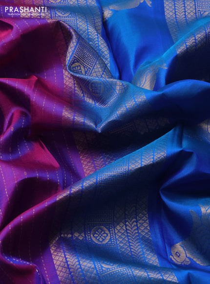 Purple & Cs Blue Pure Soft Silk Saree