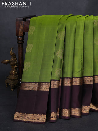 Green & Coffee Brown Pure Soft Silk - Buttas