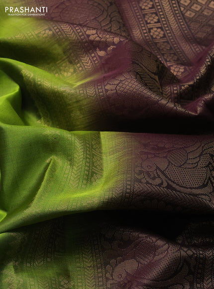 Green & Coffee Brown Pure Soft Silk - Buttas