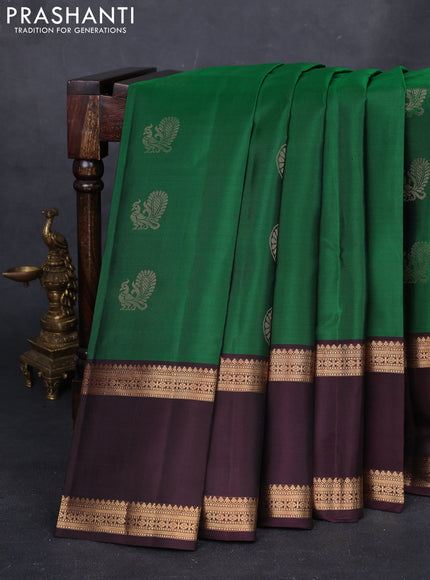 Green & Coffee Brown Pure Soft Silk - Buttas