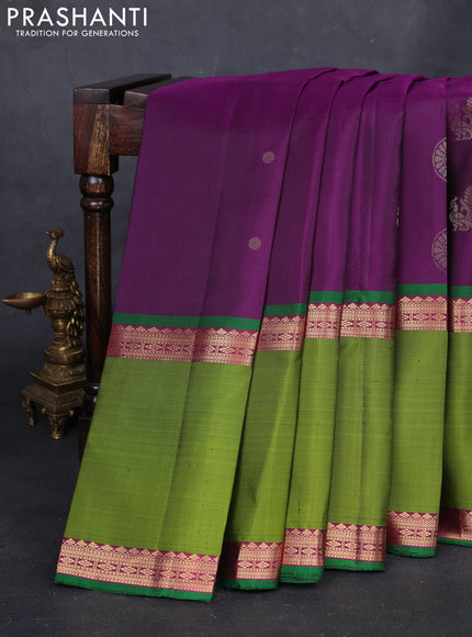Purple & Green Pure Soft Silk - Buttas