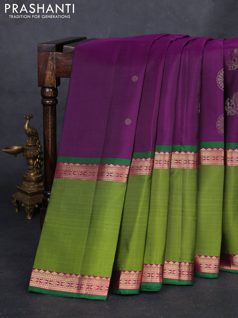 Purple & Green Pure Soft Silk - Buttas