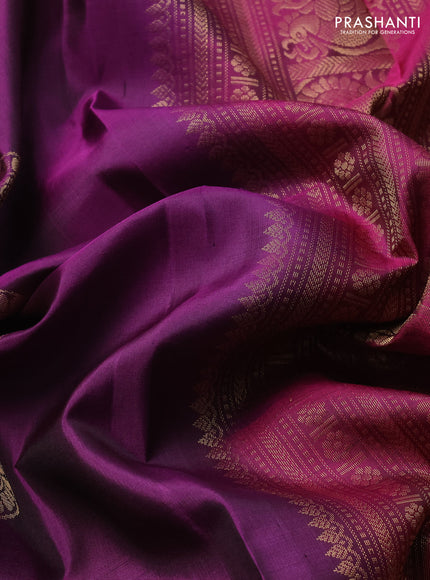 Purple & Green Pure Soft Silk - Buttas