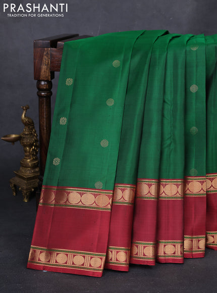 Green & Maroon Pure Soft Silk - Buttas