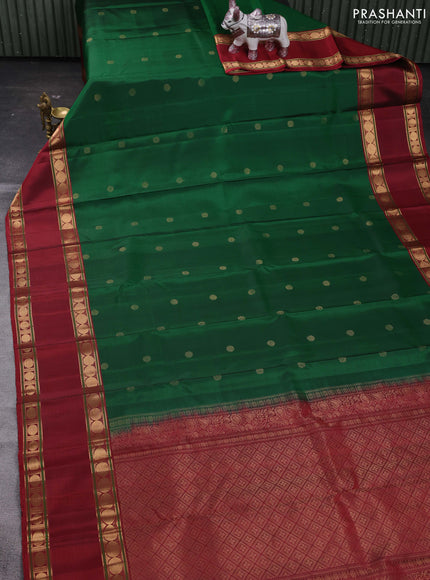 Green & Maroon Pure Soft Silk - Buttas