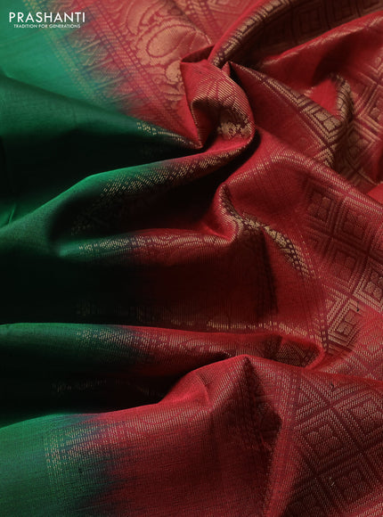 Green & Maroon Pure Soft Silk - Buttas