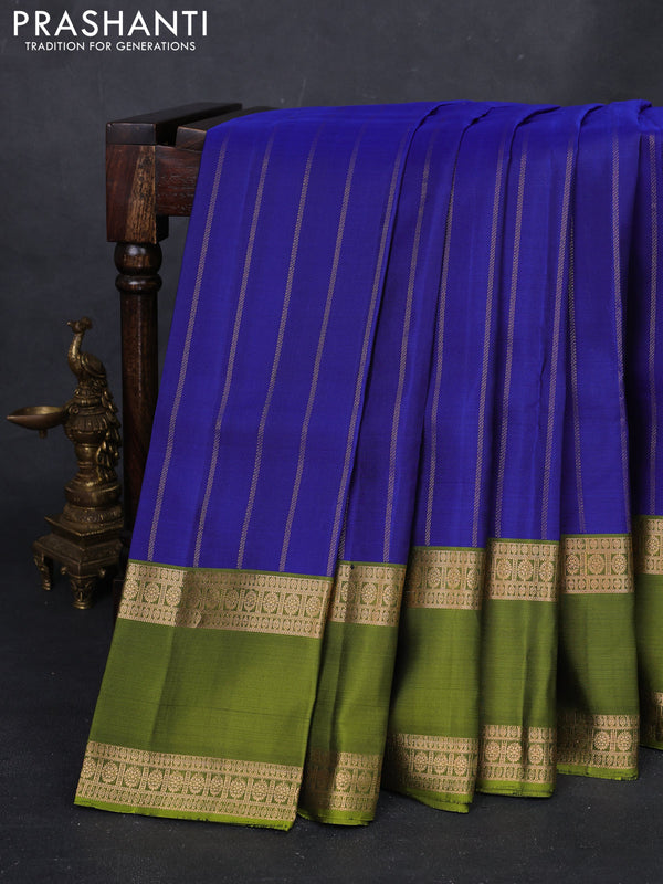 Royal Blue & Green Pure Soft Silk Saree
