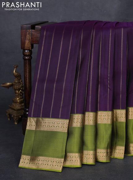 Purple & Green Pure Soft Silkn Saree