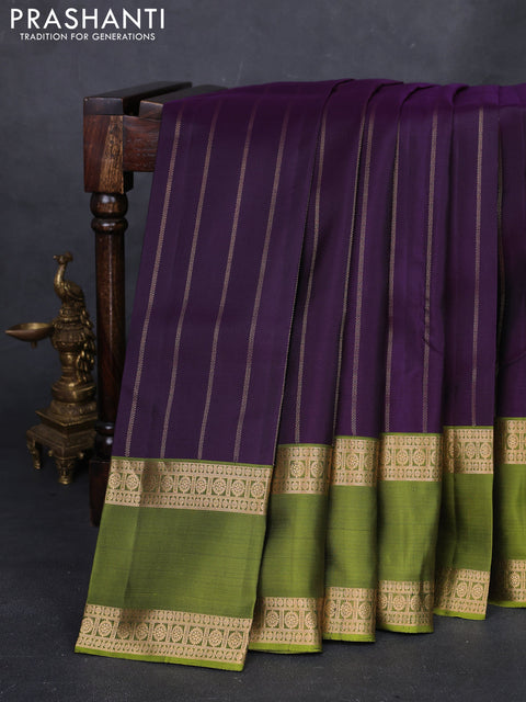 Purple & Green Pure Soft Silkn Saree