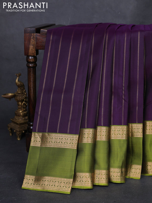 Purple & Green Pure Soft Silkn Saree