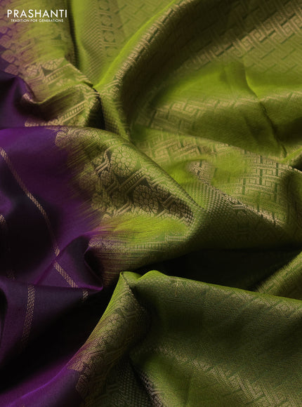 Purple & Green Pure Soft Silkn Saree