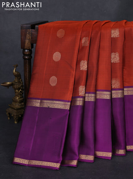 Rust & Purple Pure Soft Silk - Buttas