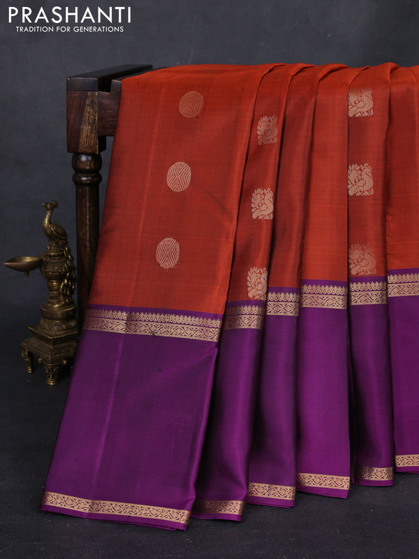 Rust & Purple Pure Soft Silk - Buttas
