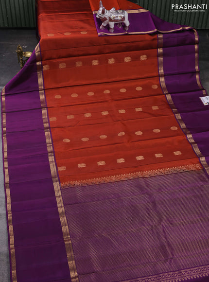 Rust & Purple Pure Soft Silk - Buttas