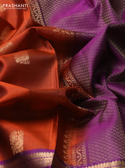 Rust & Purple Pure Soft Silk - Buttas