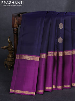 Navy Blue & Purple Pure Soft Silk - Buttas