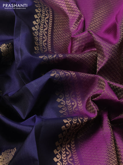 Navy Blue & Purple Pure Soft Silk - Buttas