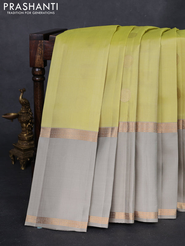 Pista Green & Grey Pure Soft Silk - Buttas