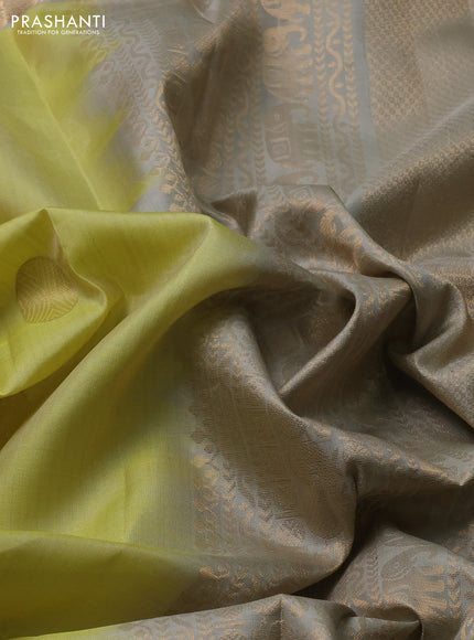 Pista Green & Grey Pure Soft Silk - Buttas