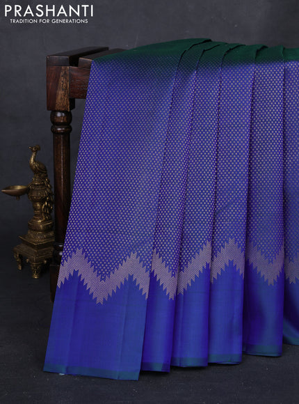 Peacock Blue Pure Soft Silk - Brocade