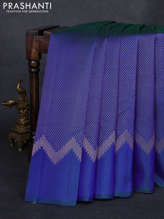 Peacock Blue Pure Soft Silk - Brocade