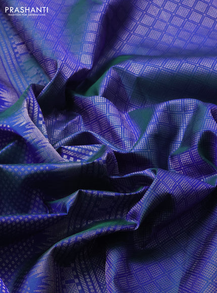 Peacock Blue Pure Soft Silk - Brocade