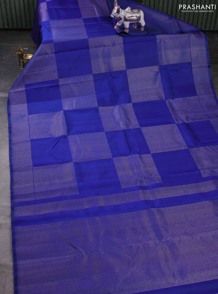Blue Pure Soft Silk - Checks