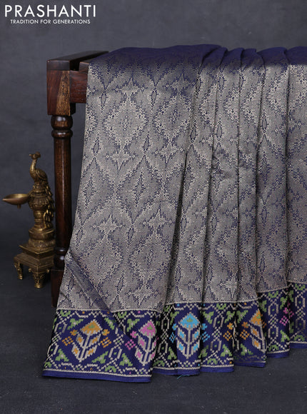 Navy Blue Banarasi Silk - Patola Border