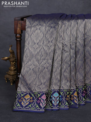 Navy Blue Banarasi Silk - Patola Border