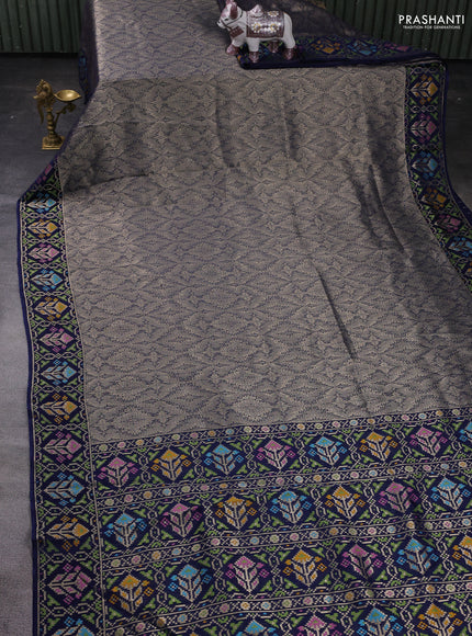 Navy Blue Banarasi Silk - Patola Border