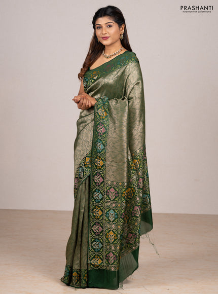 Green Banarasi Silk - Patola Border