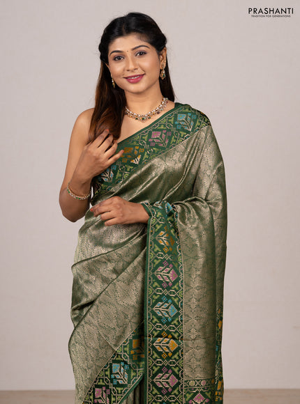 Green Banarasi Silk - Patola Border