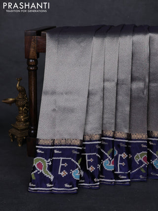Navy Blue Banarasi Silk - Patola Border