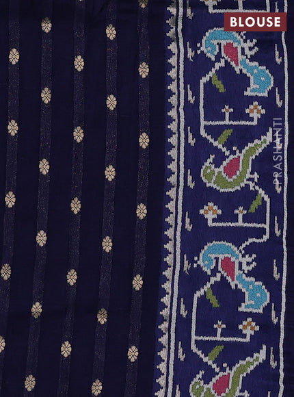 Navy Blue Banarasi Silk - Patola Border