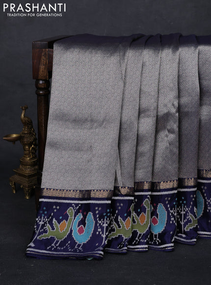 Navy Blue Banarasi Silk - Patola Border