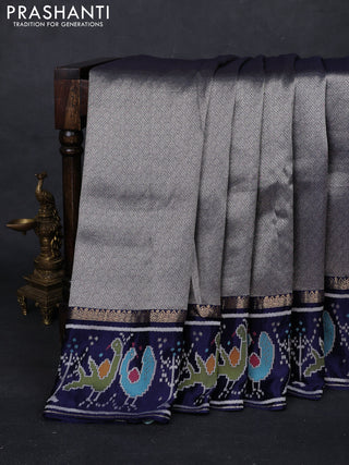 Navy Blue Banarasi Silk - Patola Border