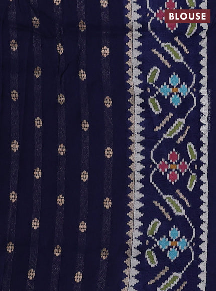 Navy Blue Banarasi Silk - Patola Border
