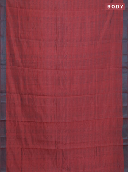 Pastel Maroon & Teal Blue Semi Raw Silk Saree