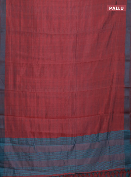 Pastel Maroon & Teal Blue Semi Raw Silk Saree