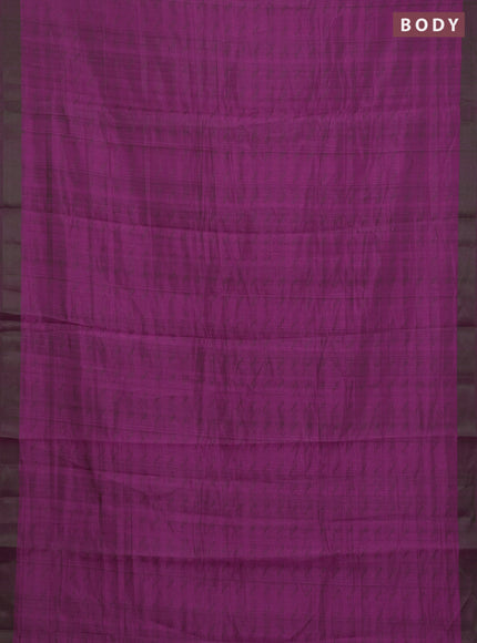 Magenta Pink & Green Semi Raw Silk Saree