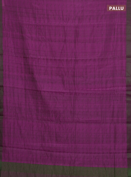 Magenta Pink & Green Semi Raw Silk Saree