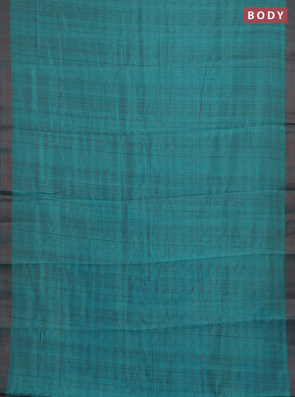 Teal Blue & Rust Semi Raw Silk Saree