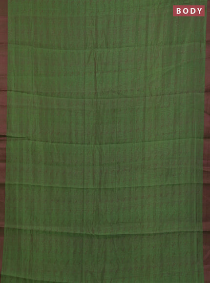 Green & Pink Semi Raw Silk Saree