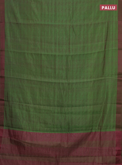 Green & Pink Semi Raw Silk Saree